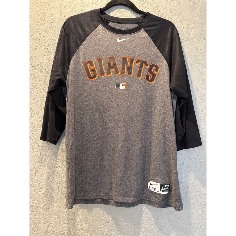 Nike San Francisco Giants Baseball Raglan Dri Fit Performance Tee Shirt Mens L
